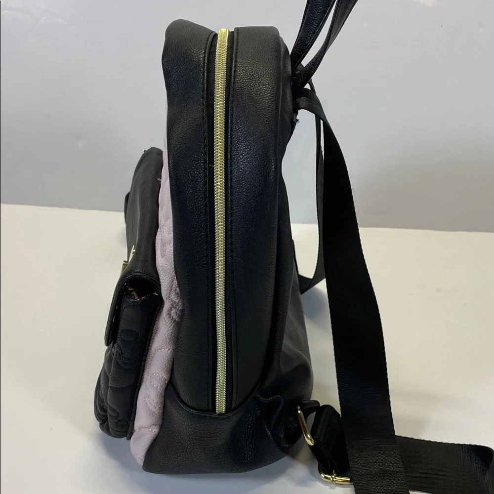 Betsey Johnson Skull Mini Backpack Black Pink Quilted Hoth Bag